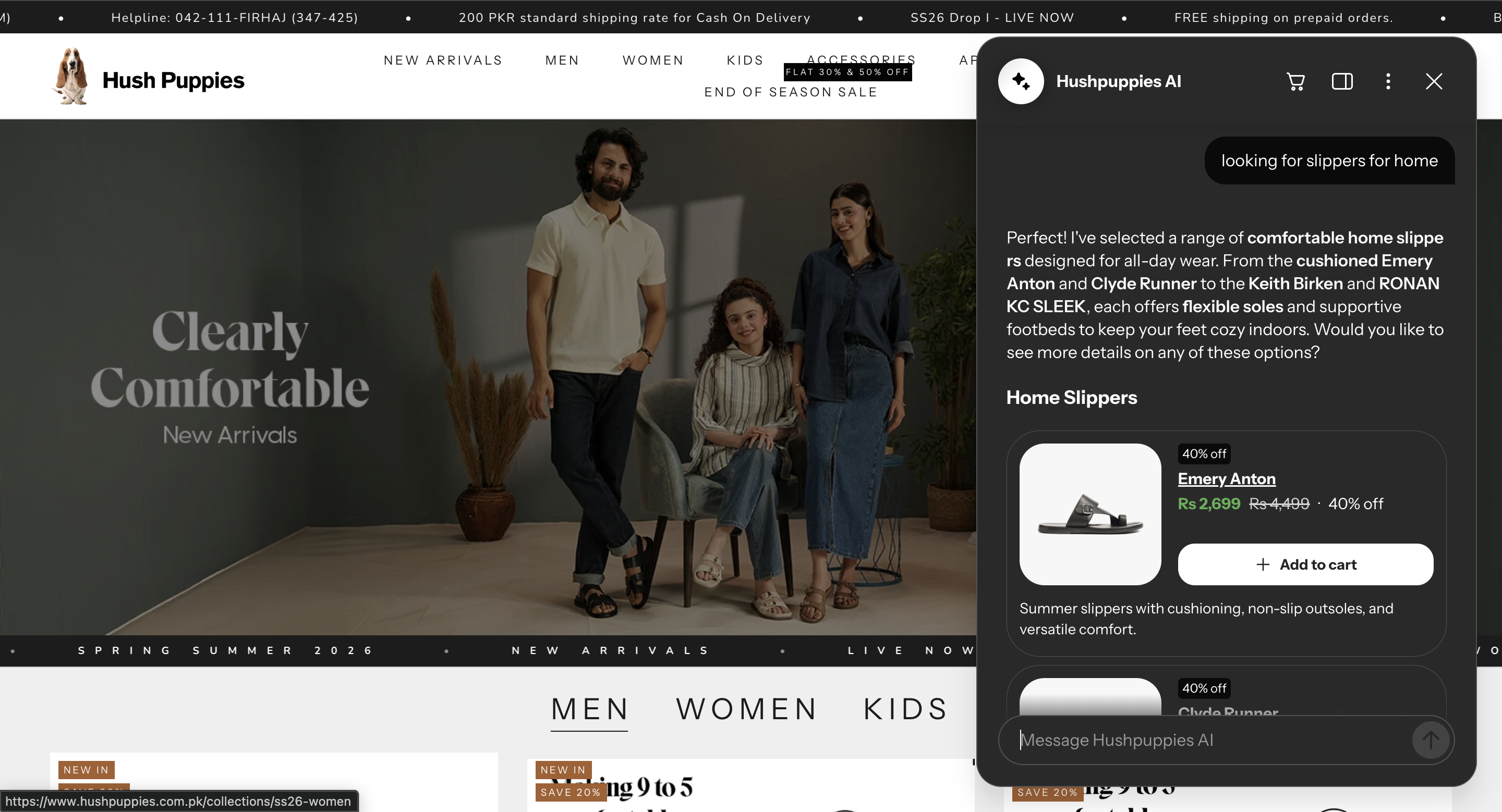 AI shopping assistant live on a client website